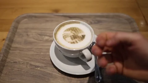 Delicious coffee man points with finger what he likes Stock Footage 297198371