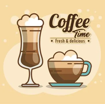 Delicious coffee time elements Stock Illustration
