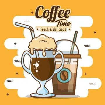Delicious coffee time elements Stock Illustration