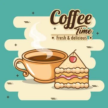 Delicious coffee time elements Stock Illustration