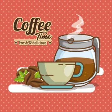 Delicious coffee time elements Stock Illustration