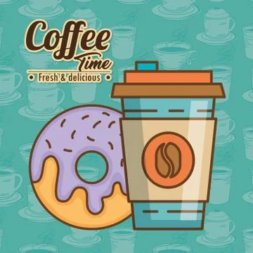 Delicious coffee time elements Illustrazione stock