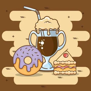 Delicious coffee time elements Stock Illustration