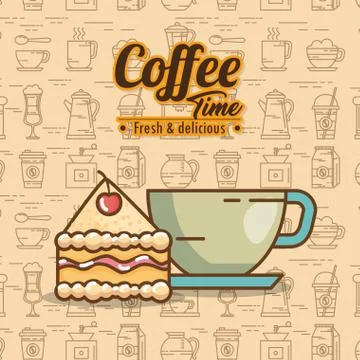 Delicious coffee time elements Ilustración de archivo