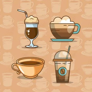 Delicious coffee time elements Illustrazione stock