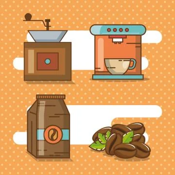 Delicious coffee time elements Illustrazione stock