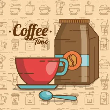 Delicious coffee time elements 스톡 일러스트