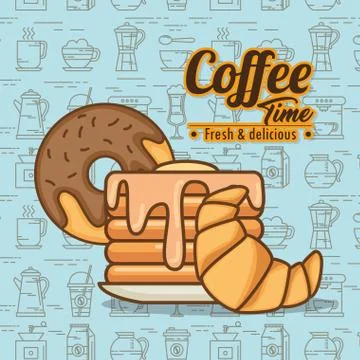 Delicious coffee time elements Stockillustratie