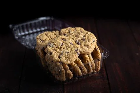Delicious cohocolate chip cookies homemade, closeup Stock Photos