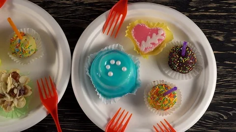 Delicious colourful cup cakes. Видео 74233166