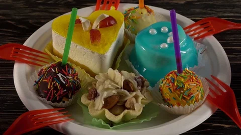 Delicious colourful cup cakes. Video stock 74721718