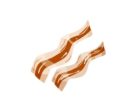 Delicious cooked bacon strips isolated on white background. I choose sweet Stock Illustration