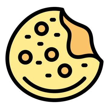 Delicious cookie with chocolate chips being eaten showing a bite Illustrazione stock
