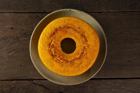 Delicious corn cake on table. Typical Brazilian cake. Stock Photos