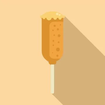 Delicious corn dog on a stick casting long shadow Stock Illustration