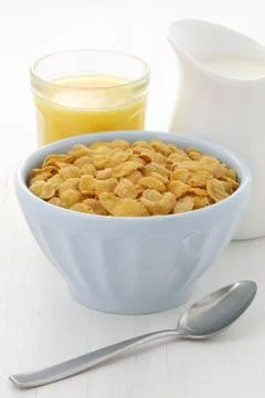 Delicious corn flake breakfast Stock Photos