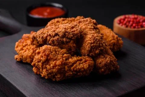 Delicious crispy breaded chicken wings grilled with spices and herbs Stock Photos