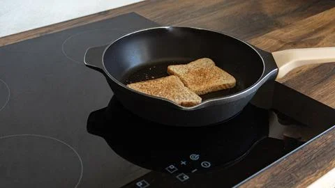 Delicious crispy fried bread toasts Stock Photos