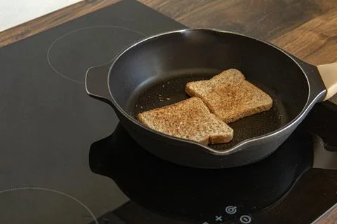 Delicious crispy fried bread toasts Stock Photos