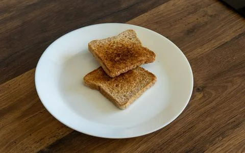 Delicious crispy fried bread toasts Stock Photos