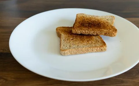 Delicious crispy fried bread toasts Foto stock