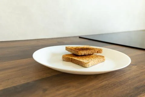 Delicious crispy fried bread toasts Stock Photos