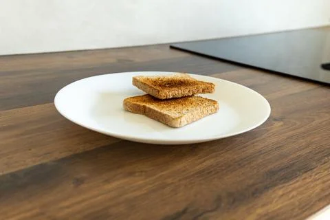 Delicious crispy fried bread toasts Stock Photos