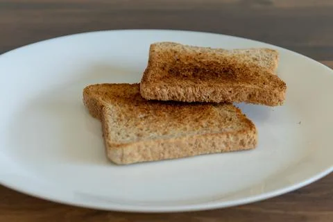 Delicious crispy fried bread toasts Stock Photos