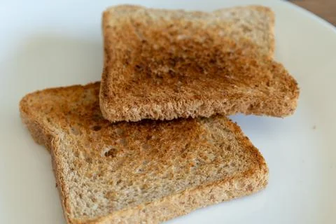 Delicious crispy fried bread toasts Stock Photos