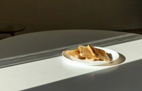 Delicious crispy fried bread toasts Stock Photos