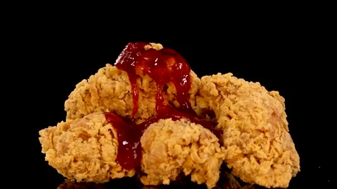 Delicious crispy fried chicken wings drizzled with savory barbecue sauce in.. 스톡 동영상 333885929