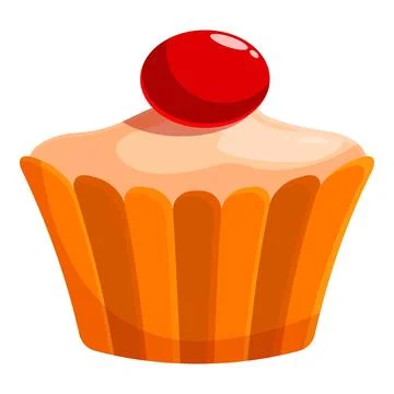 Delicious cupcake decorated with cherry and cream Stock Illustration