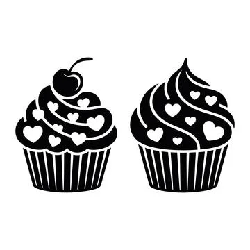 Delicious Cupcake Silhouette Icon Set Stock Illustration