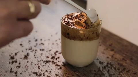 Delicious dalgona coffee 스톡 동영상 130400311