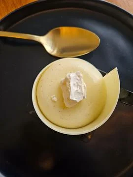 Delicious dessert with banana mousse. Stock Photos