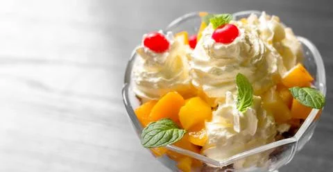 Delicious dessert with fruit Stock Photos