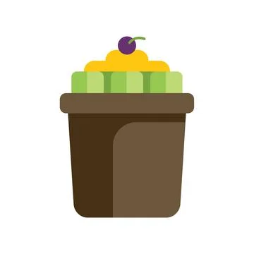 Delicious dessert in a plastic cup with cherry on top Stock Illustration