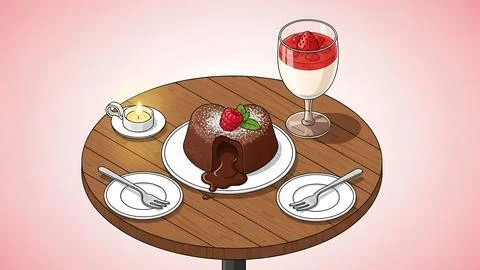 Delicious dessert table setting 스톡 일러스트