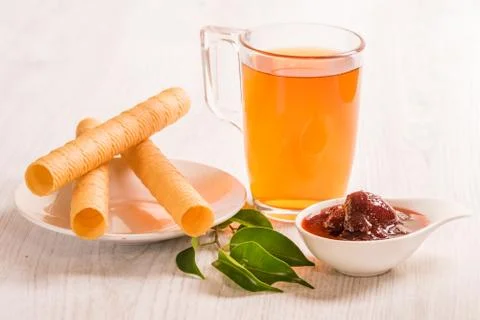 Delicious dessert with tea Foto stock