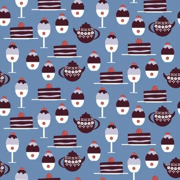 Delicious desserts seamless vector pattern Stock Illustration