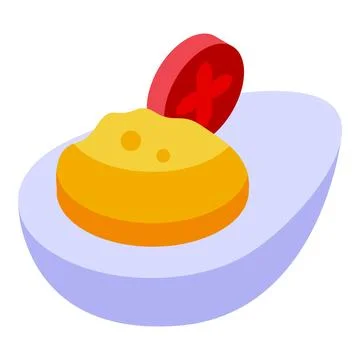 Delicious deviled egg garnished with fresh tomato slice Stock Illustration