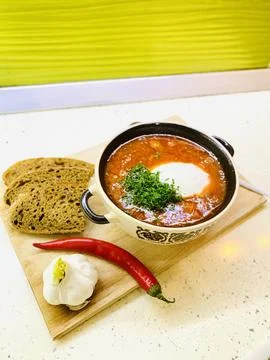 A delicious dish - borscht Stock Photos