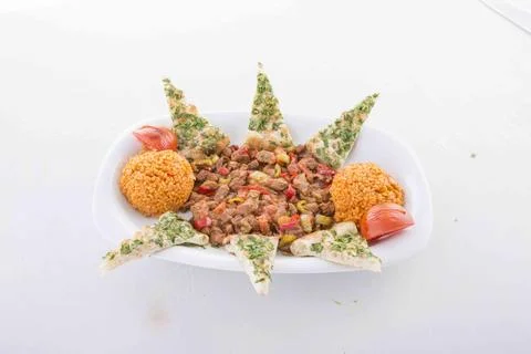 A delicious dish of lamb made in a pan with its special marinade Stock Photos