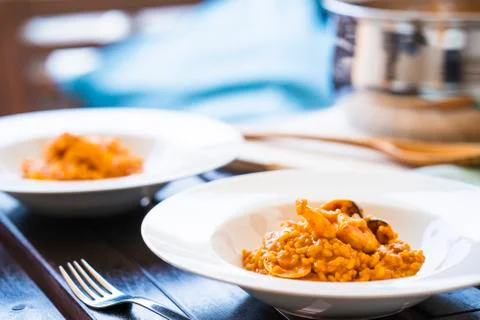Delicious dish of typical sweet rice on a restaurant Stock Photos