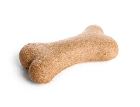 Delicious dog biscuit in shape of bone isolated on white background Stock Photos