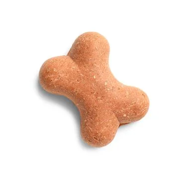 Delicious dog biscuit in shape of bone isolated on white background Stock Photos