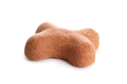 Delicious dog biscuit in shape of bone isolated on white background Stock Photos