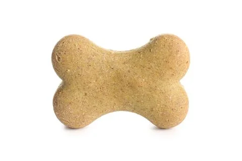 Delicious dog biscuit in shape of bone isolated on white background Stock Photos