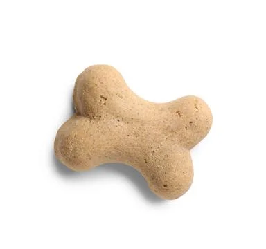 Delicious dog biscuit in shape of bone isolated on white background Stock Photos