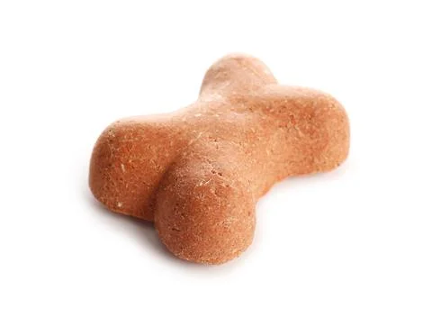 Delicious dog biscuit in shape of bone isolated on white background Stock Photos